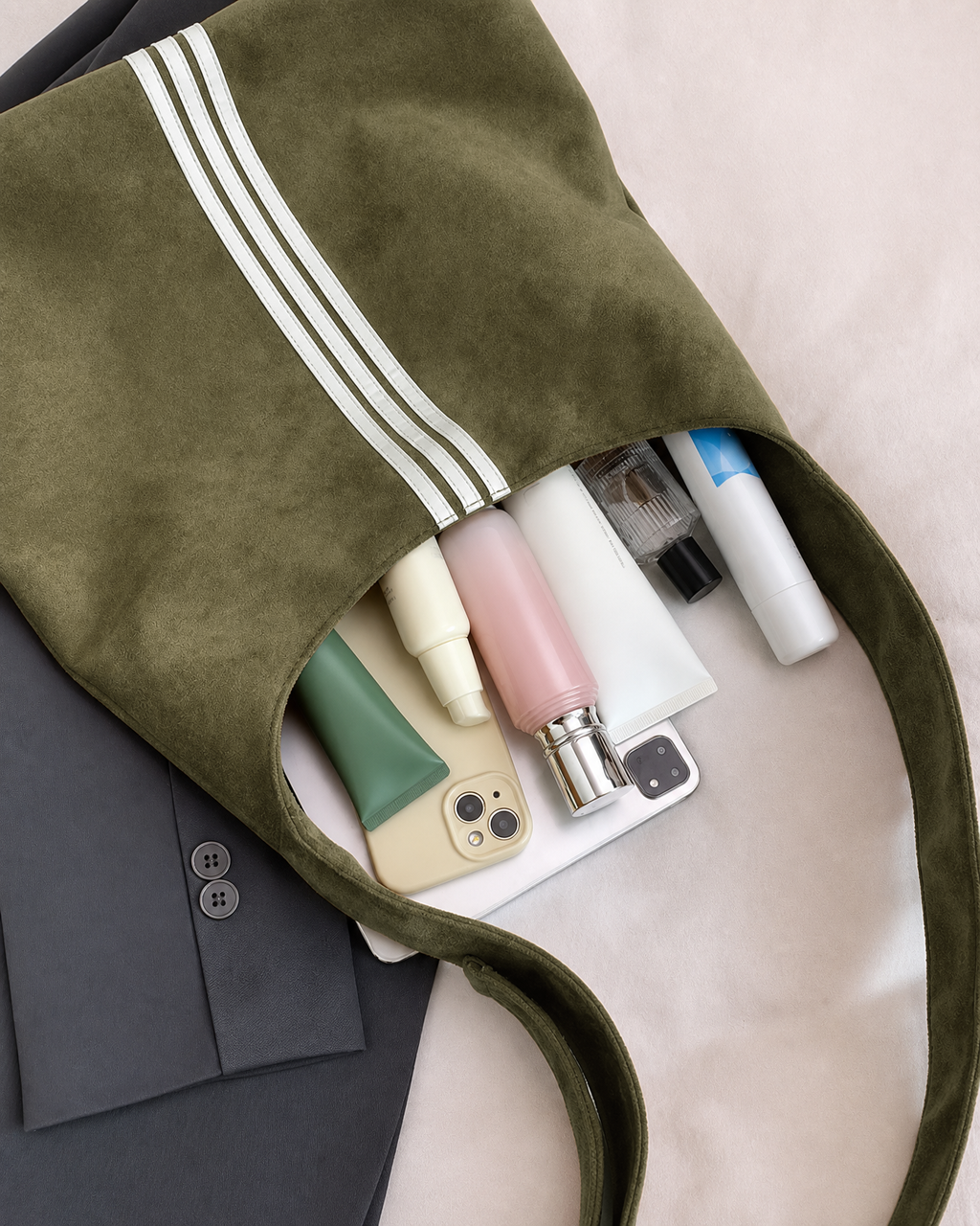 Donkergroene Sorelll schoudertas met ruimte voor telefoon, cosmetica en dagelijkse essentials